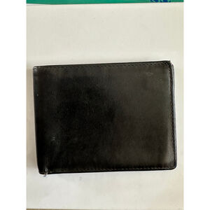 Vintage Mundi Genuine Leather Black Bifold Wallet Minimalist EDC Thrashed